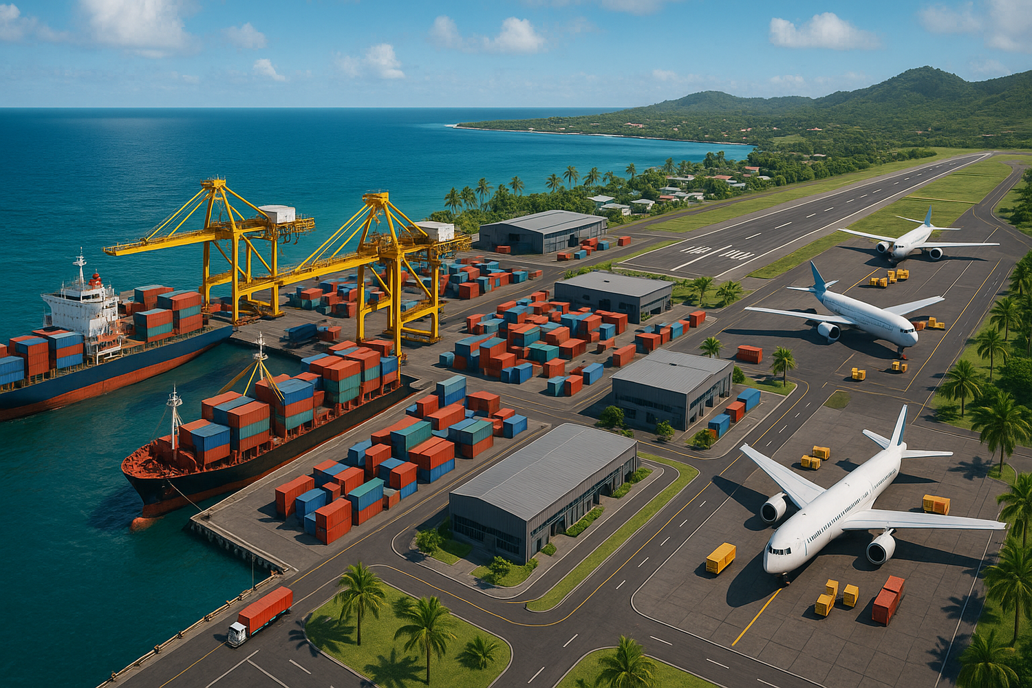 plateforme logistique multimodale (mer/air) des Comores